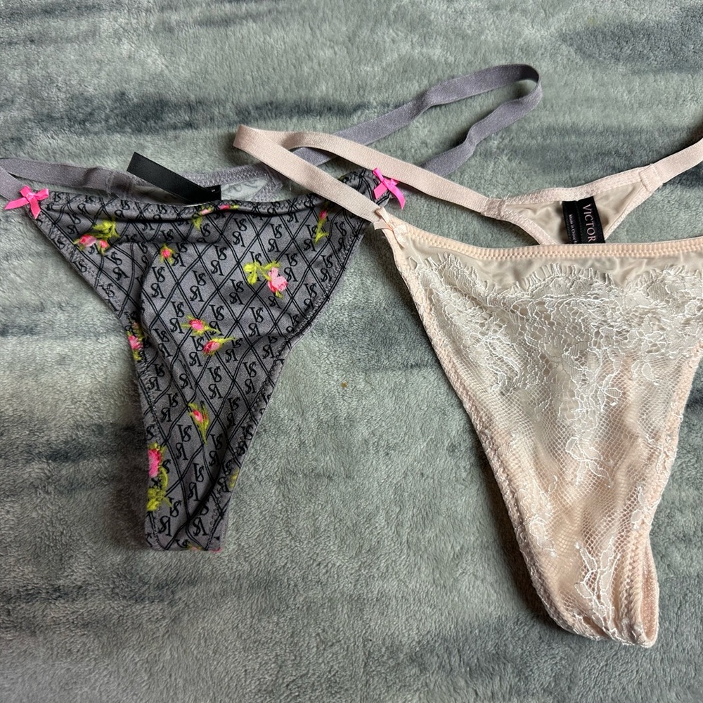 2 Victoria’s Secret vintage satin thong panties.  One size